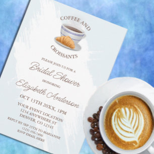 Kaffee und Croissants Brautparty Einladung