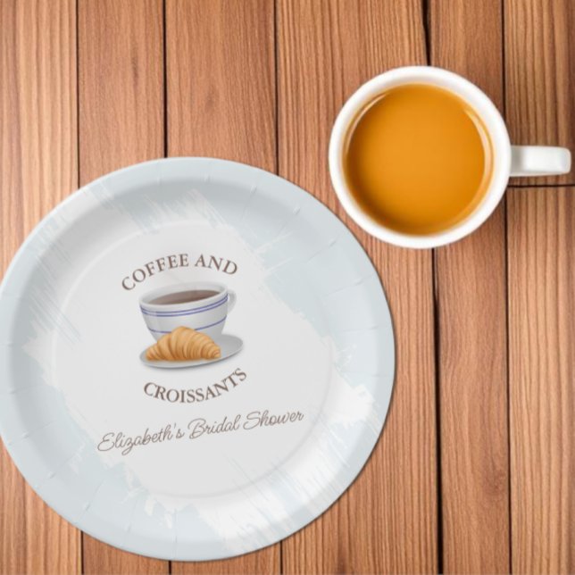 Kaffee und Croissants Brautparty Pappteller (Von Creator hochgeladen)