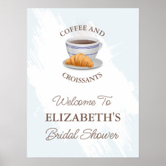 Kaffee und Croissants Brautparty Poster