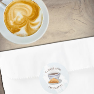 Kaffee und Croissants Brautparty Runder Aufkleber