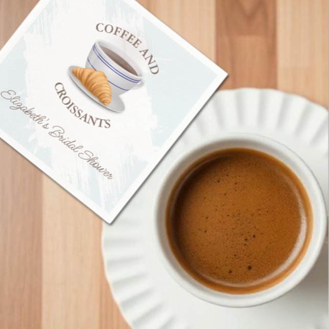 Kaffee und Croissants Brautparty Serviette (Von Creator hochgeladen)