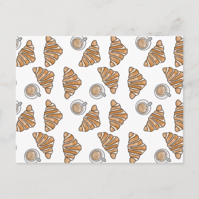 Kaffee und Croissants Postkarte (Vorderseite)