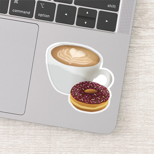 Kaffee und Donut mit Sprinklen wasserdicht Aufkleber (Detail)