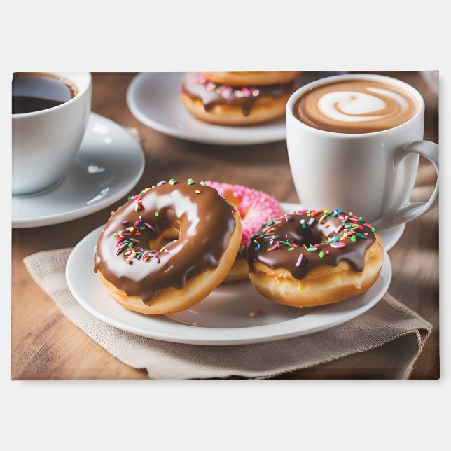 Kaffee und Donuts Magnet (Vorderseite)