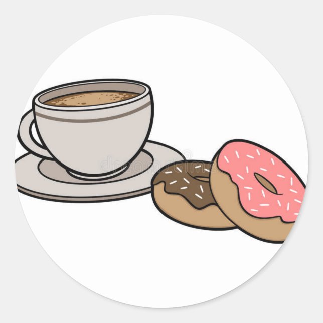Kaffee und Doughnut Logo! Runder Aufkleber (Vorderseite)