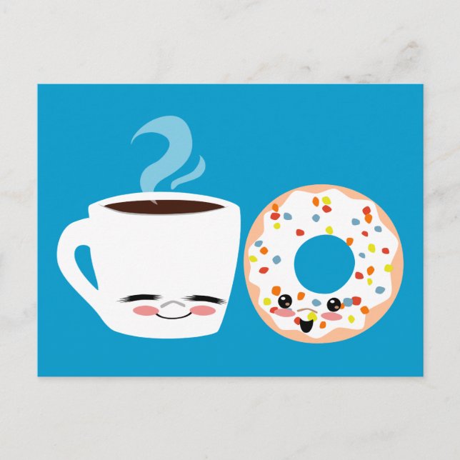 Kaffee und Doughnut Pals Postkarte (Vorderseite)