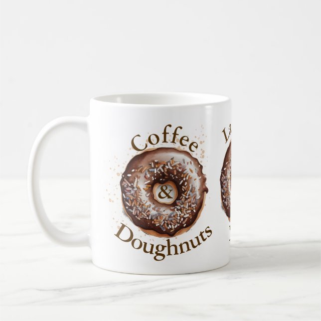 Kaffee und Doughnut personalisiert Kaffeetasse (Links)