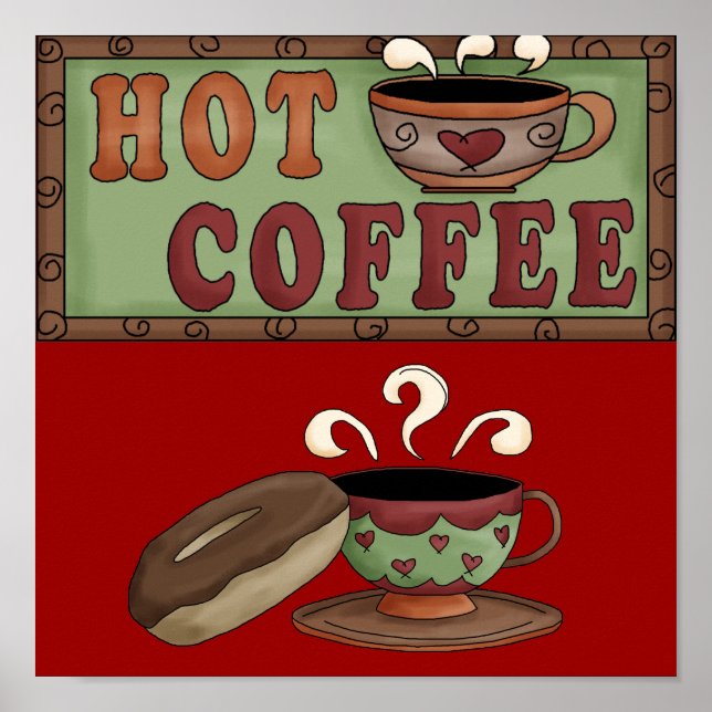 Kaffee- und Doughnut-Poster Poster (Vorne)