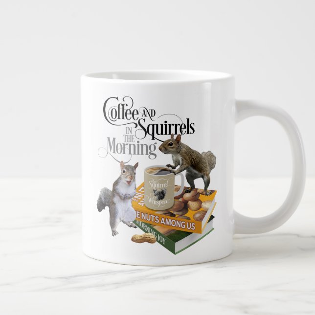 Kaffee und Eichhörnchen - Funny Squirrel Lover Jumbo-Tasse (Rechts)