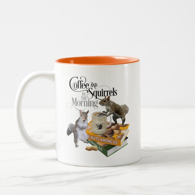 Kaffee und Eichhörnchen - Funny Squirrel Lover Zweifarbige Tasse (Links)