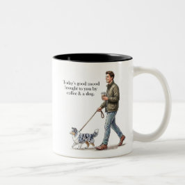 Kaffee und ein blauer Merle Sheltie machen den heu Zweifarbige Tasse