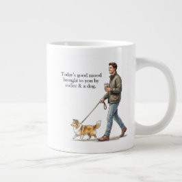 Kaffee und ein Sheltie beginnen den Tag richtig Jumbo-Tasse