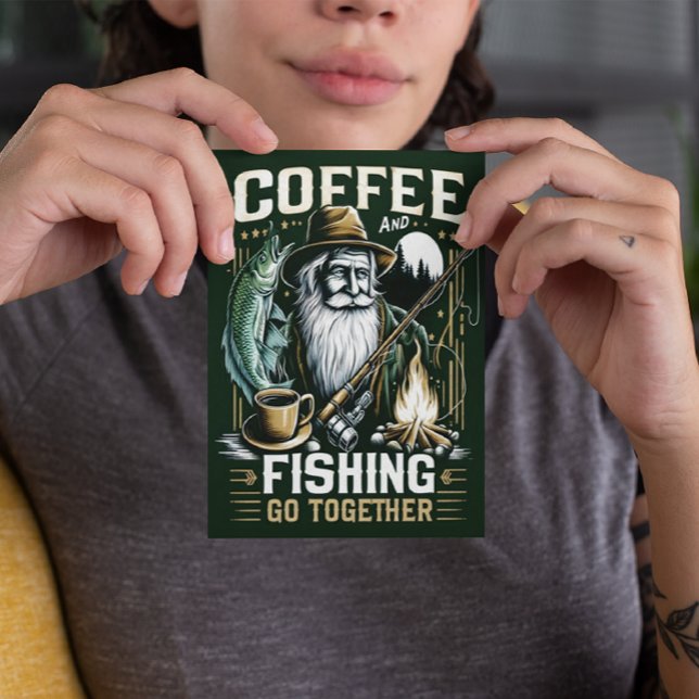 Kaffee und Fischen gehen zusammen Postkarte (Von Creator hochgeladen)