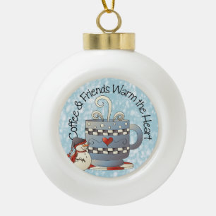 Kaffee und Freund-Verzierung Keramik Kugel-Ornament