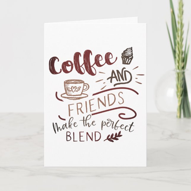 Kaffee und Freunde Doodle Art Typografie Dankeskarte (Vorderseite)