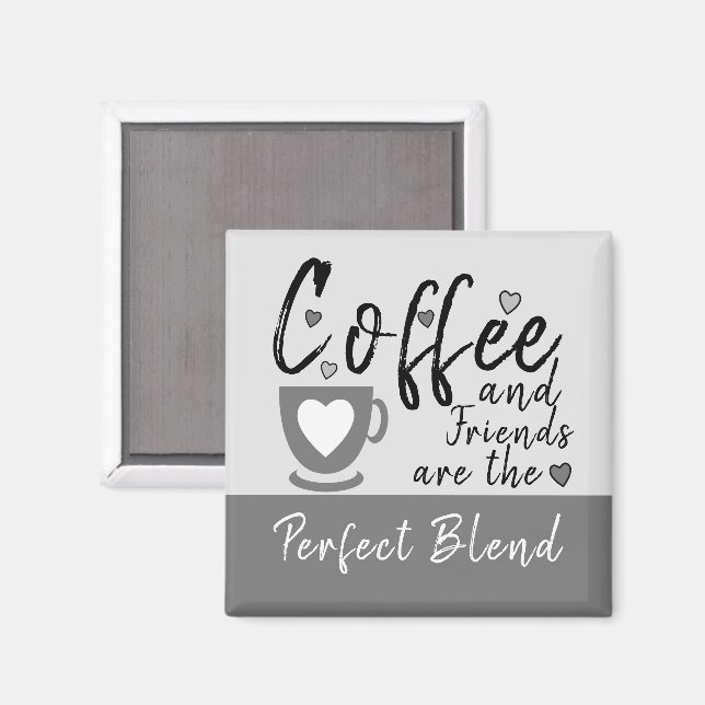 Kaffee und Freunde Liebe Herz grau Magnet (Vorderseite/Rückseite)