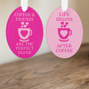 Kaffee und Freunde Liebe Herz rosa Ornament