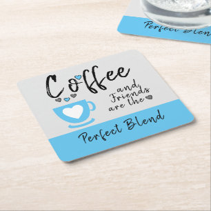 Kaffee und Freunde perfekte Mischung aus Blau Rechteckiger Pappuntersetzer