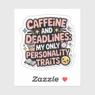 Kaffee und Fristen Kawaii-Aufkleber – Burnout Aufkleber