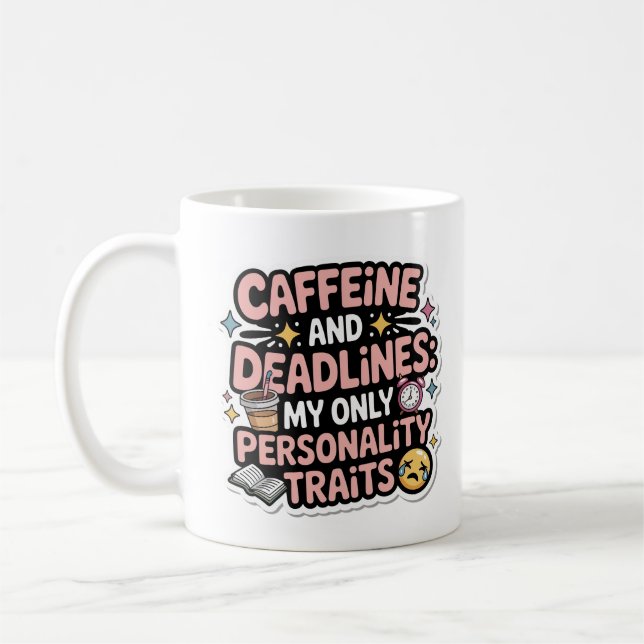 Kaffee und Fristen Kawaii Studentenausfall Kaffeetasse (Links)
