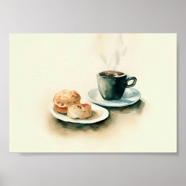 Kaffee- und Frühstücksfarbe Poster (Vorne)