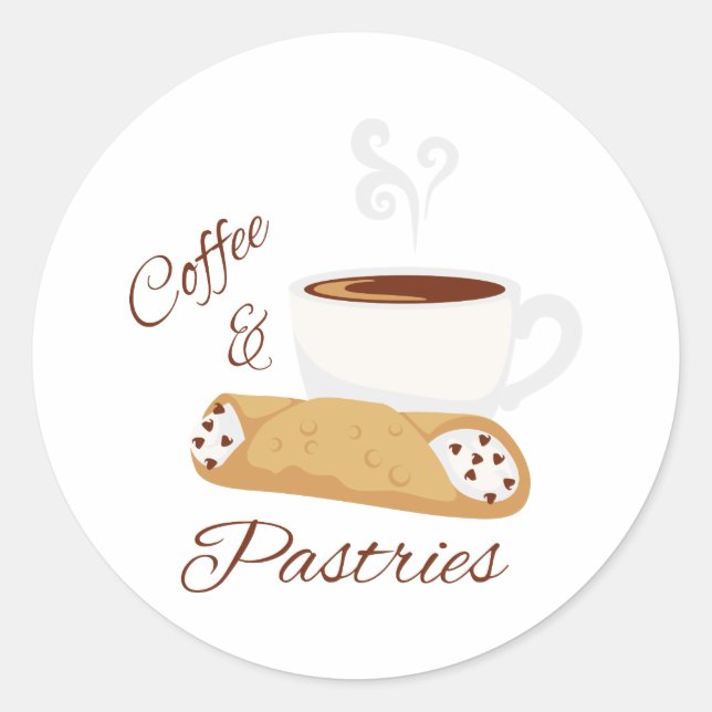 Kaffee und Gebäck Runder Aufkleber (Vorderseite)
