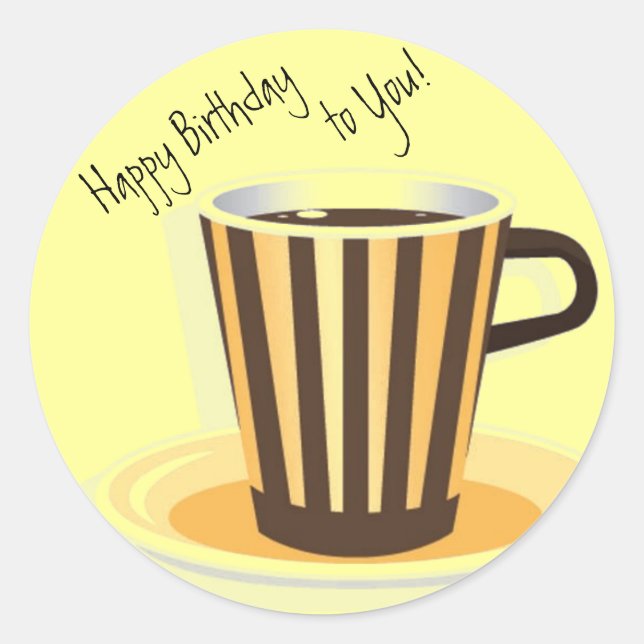 Kaffee- und Geburtstags-Umschlag Aufkleber (Vorderseite)