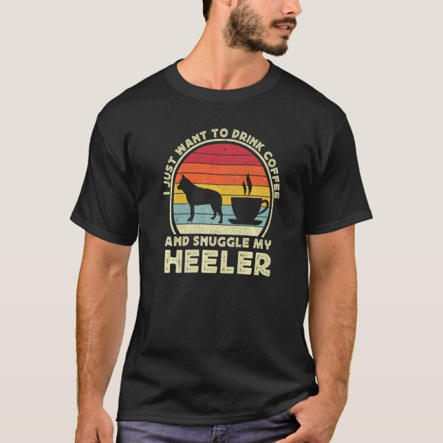 Kaffee und Heeler Hund Mama Vater Blue Australian  T-Shirt (Vorderseite)
