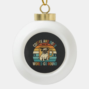 Kaffee und Hunde Retro-Mops-Liebhaber Keramik Kugel-Ornament