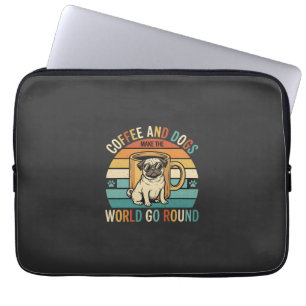 Kaffee und Hunde Retro-Mops-Liebhaber Laptopschutzhülle
