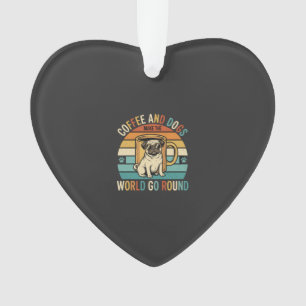 Kaffee und Hunde Retro-Mops-Liebhaber Ornament