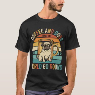 Kaffee und Hunde Retro-Mops-Liebhaber T-Shirt