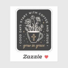 Kaffee und Jesus zitieren dunkle akademische Ästhe Aufkleber