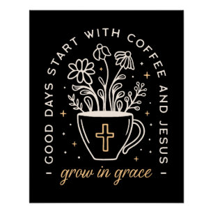Kaffee und Jesus zitieren dunkle akademische Ästhe Poster