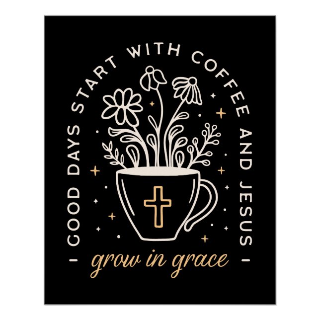 Kaffee und Jesus zitieren dunkle akademische Ästhe Poster (Vorderseite)