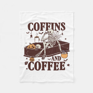 Kaffee und Kaffee Funny Skeleton Halloween Fleecedecke