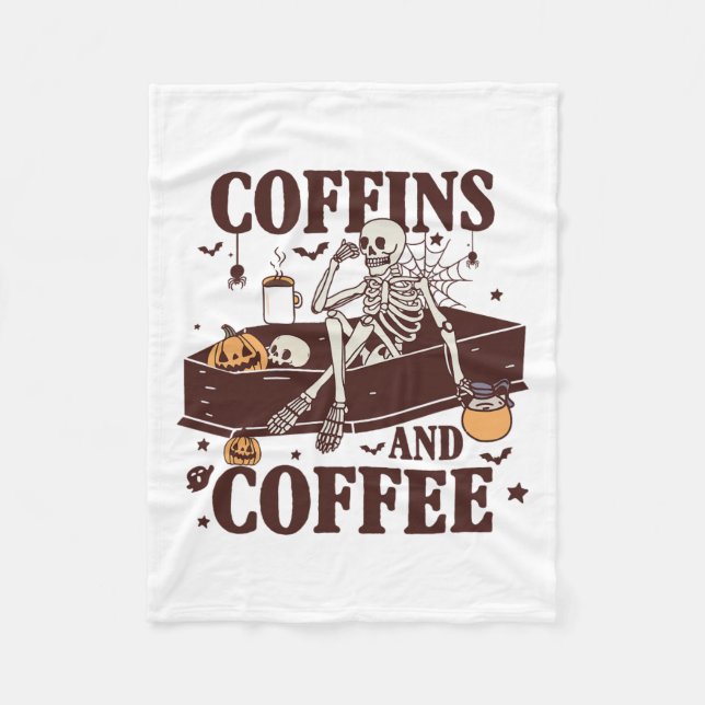 Kaffee und Kaffee Funny Skeleton Halloween Fleecedecke (Vorderseite)