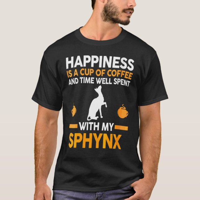Kaffee und Katze Sphynx T-Shirt (Vorderseite)