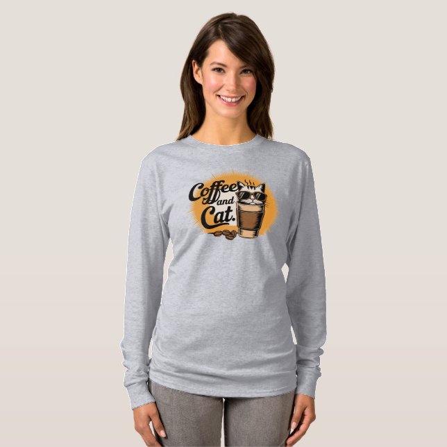 Kaffee und Katze T-Shirt (Vorne ganz)