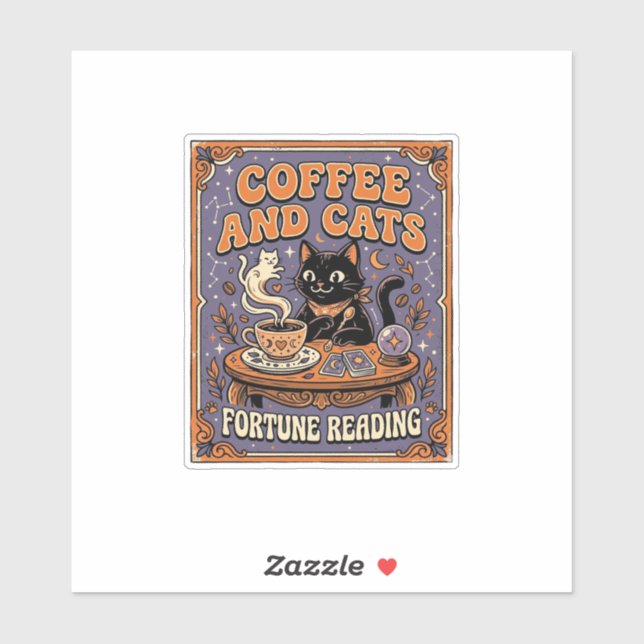 Kaffee und Katzen Kat Teeblätter Kaffee Schicksal  Aufkleber (Blatt)