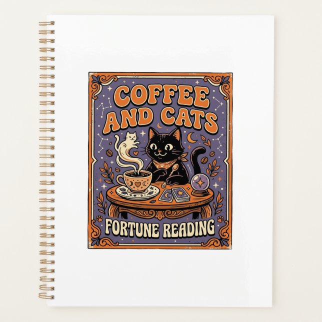 Kaffee und Katzen Kat Teeblätter Kaffee Schicksal  Planer (Vorderseite)