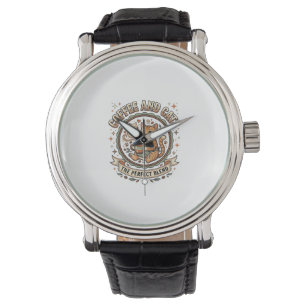 Kaffee Und Katzen Katze Kaffee Vintage Vektor Kuns Armbanduhr