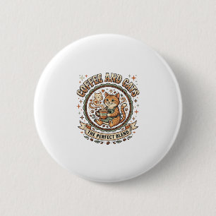 Kaffee Und Katzen Katze Kaffee Vintage Vektor Kuns Button
