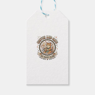 Kaffee Und Katzen Katze Kaffee Vintage Vektor Kuns Geschenkanhänger