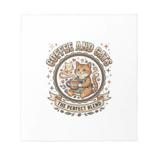Kaffee Und Katzen Katze Kaffee Vintage Vektor Kuns Notizblock