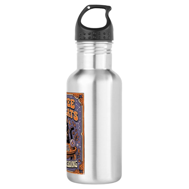Kaffee und Katzen Katze Teeblätter Kaffee Schicksa Edelstahlflasche (Vorderseite)