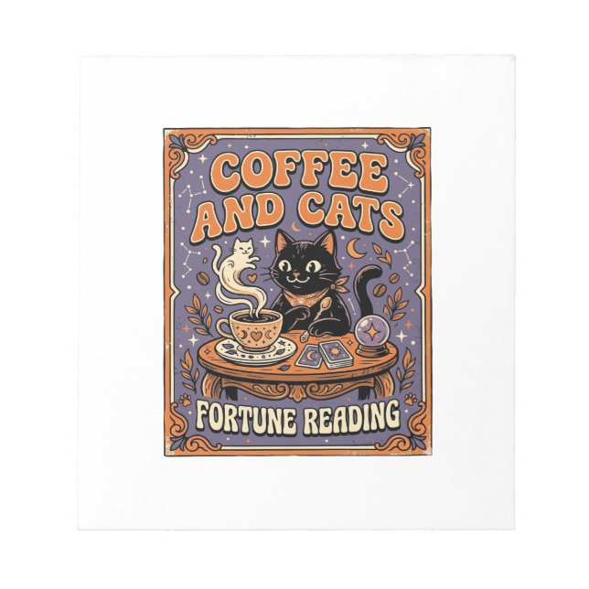 Kaffee Und Katzen Katze Teeblätter Kaffee Schicksa Notizblock (Vorderseite)