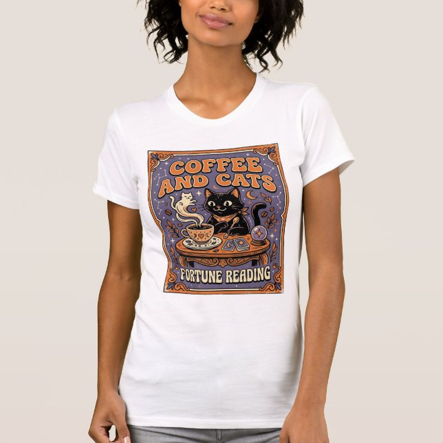 Kaffee Und Katzen Katze Teeblätter Kaffee Schicksa T-Shirt (Vorderseite)