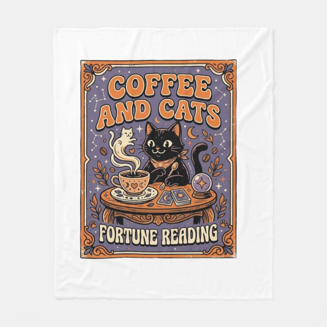 Kaffee und Katzen Katzen-Teeblätter Kaffees Schick Fleecedecke (Vorderseite)