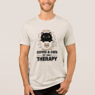 Kaffee und Katzen Meine einzige Therapie Lustiges Tri-Blend Shirt